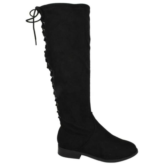 [H222] Black Suede Lace Up/Side Zip Boots, Size 7 - Picture 1 of 7